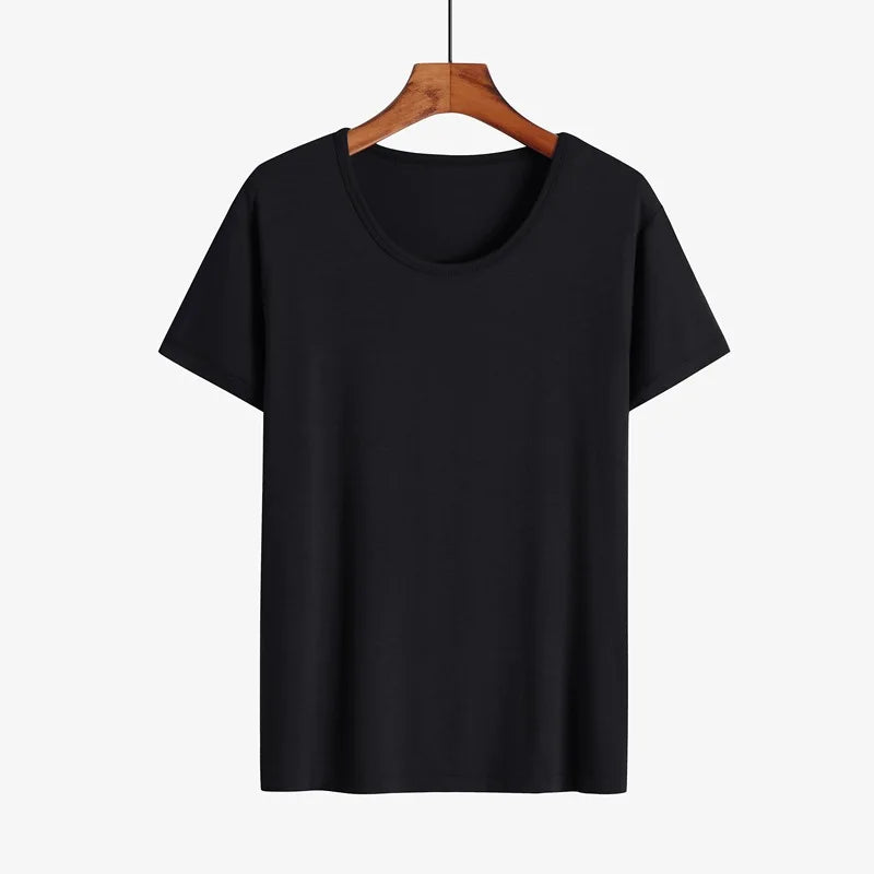 Summer Sleep Tops for Men Viscose Plus Size Pajamas Soft Modal Cotton Man Sleepwear Short Sleeve Sleep Tee Shirt Home Clothes