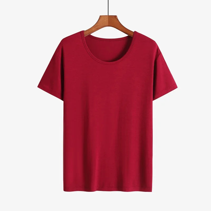 Summer Sleep Tops for Men Viscose Plus Size Pajamas Soft Modal Cotton Man Sleepwear Short Sleeve Sleep Tee Shirt Home Clothes